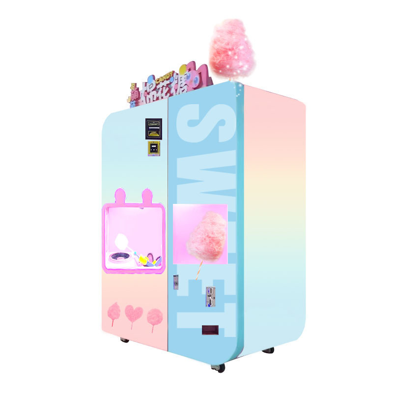 Pink Electric Cotton Candy Vending Machine 21.5 Inch Touch Screen And Self-Developed Microwave Oven Big Discount Available