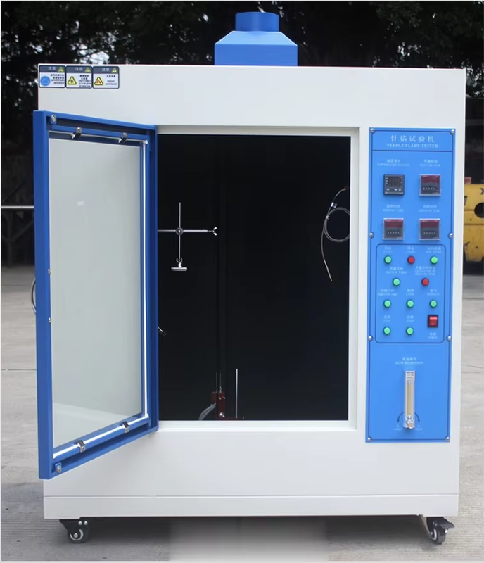 Stainless Steel Needle Flame Tester with Adjustable Burner Angle and 0.5 Cubic Meters Test Chamber