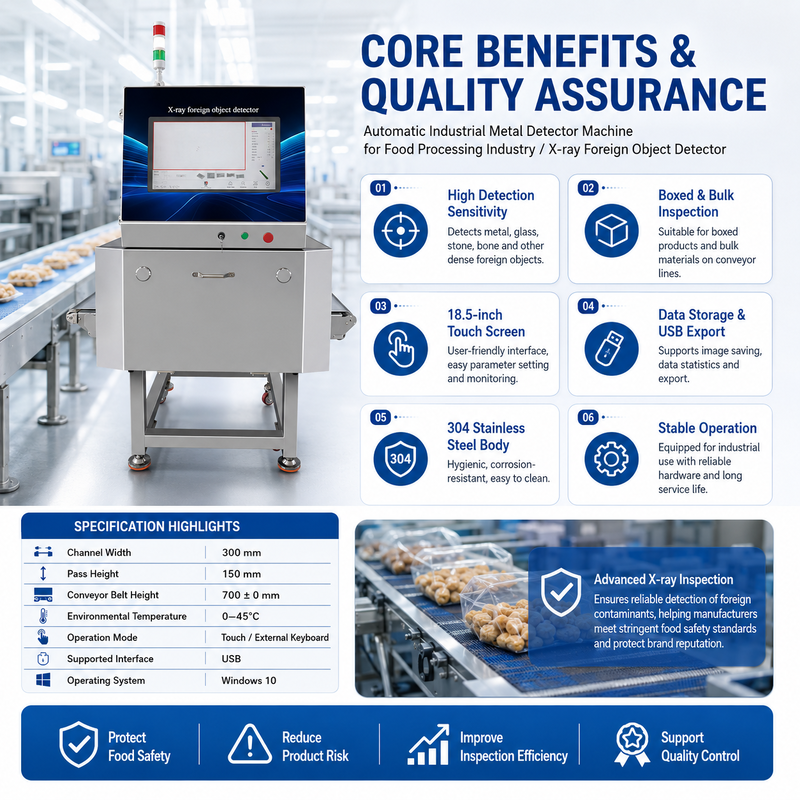 Food X-Ray Foreign Object Detector Machine Automatic Inspection System for Metal Glass Stone Contamination Detection