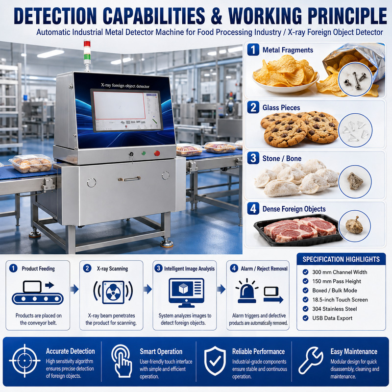 Food X-Ray Foreign Object Detector Machine Automatic Inspection System for Metal Glass Stone Contamination Detection