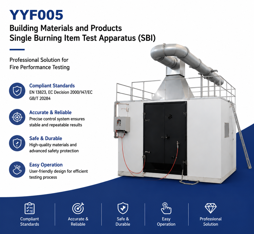 EN 13823 Compliant Single Burning Item Test Apparatus with High-Precision Pressure Sensor and Adjustable Test Time