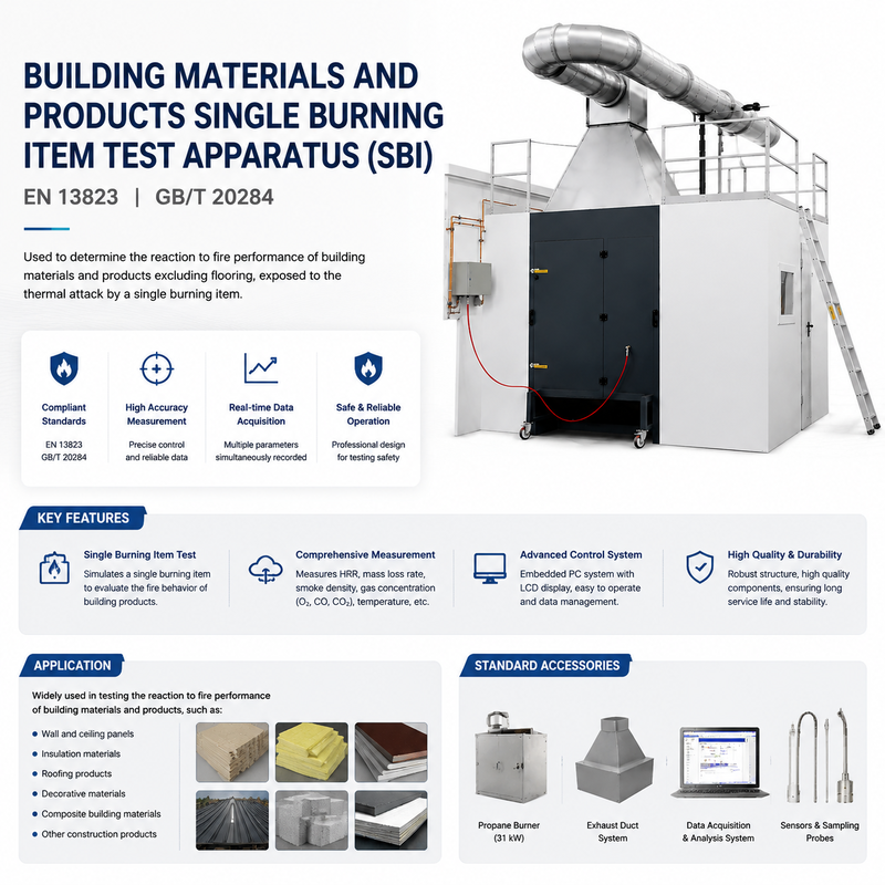 Automatic Single Burning Item Test Apparatus SBI Reaction to Fire Testing Equipment for Construction Materials
