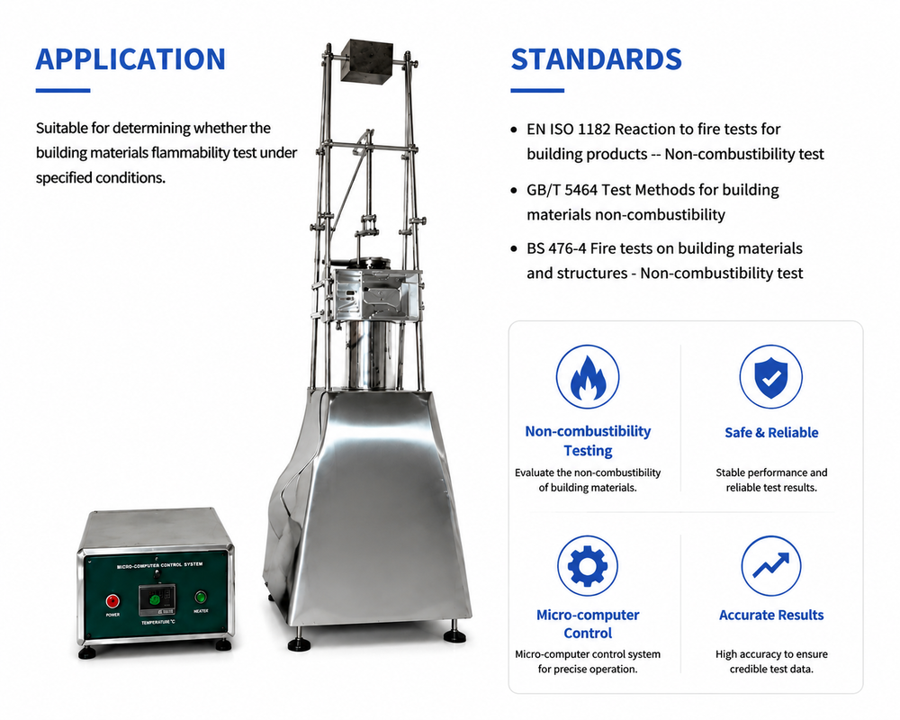 EN ISO 1182 Compliant Micro-computer Controlled Non-combustibility Tester with 80/20 Nickel/Chromium Furnace