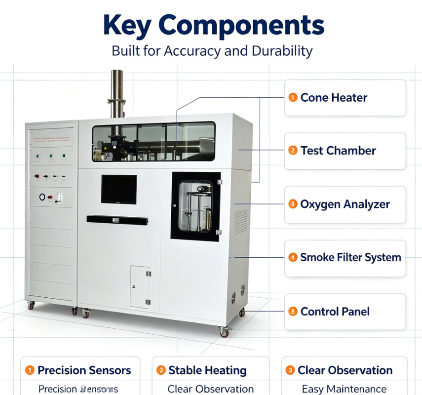 ISO 5660 ASTM E1354 Cone Calorimeter for Building Materials Heat Release Rate Flammability Fire Test Equipment