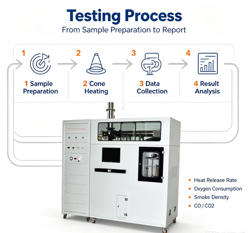 Building Material Cone Calorimeter Heat Release Rate Tester Flame Retardant Material Combustion Flammability Testing Instrument