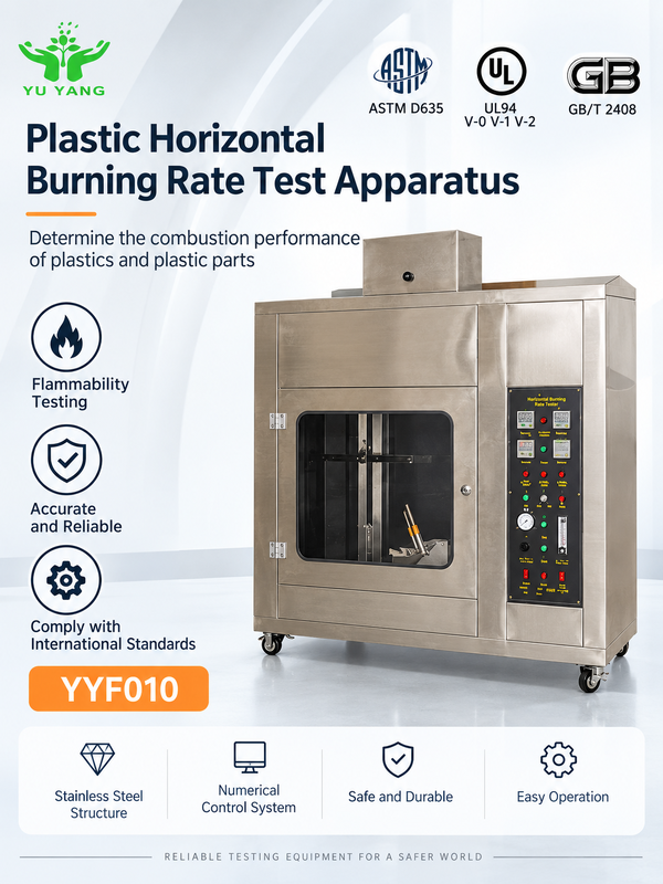 Plastic Flammability Tester with Adjustable 90°,45° Angle and Stainless Steel Anti-Corrosion Chamber for UL94 ASTM D635 GB/T2408 Compliance