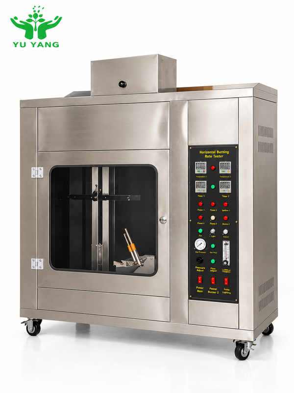 Plastic Horizontal Burning Rate Test Apparatus with Adjustable 90°,45° Angle and Sealed Toughened Glass Observation Window for UL94 HB V0 V1 V2 Flammability Testing