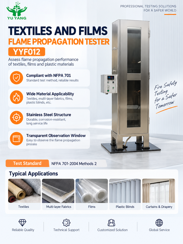 YYF012 Textiles and Films Flame Propagation Tester for NFPA 701-2004 Method 2 with Flexible Cellular Materials