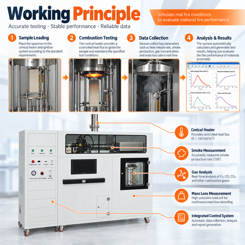 Laboratory Cone Calorimeter Flammability Tester for Plastics Insulation Panels and Composite Materials