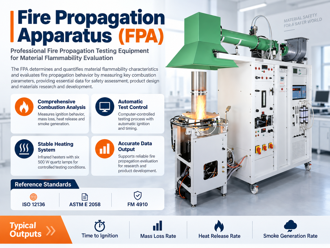 Fire Propagation Apparatus FPA Flammability Testing Equipment for Heat Release Smoke and Mass Loss Analysis