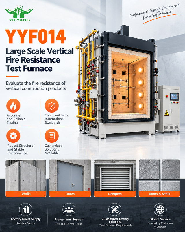 Large Scale Vertical Fire Resistance Test Furnace with SUB304 Stainless Steel and Automatic Shutoff for Building Element Fire Testing