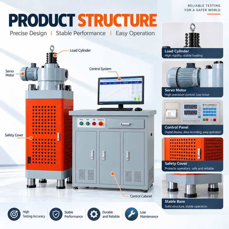 Hydraulic Compression Testing Machine with Computer & PLC Control for 300kN / 2000kN Test Force and Constant Stress Loading