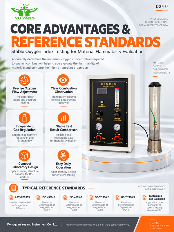 ASTM D2863 ISO 4589 Digital Oxygen Index Test Equipment Oxygen Index Apparatus with Temperature Controller