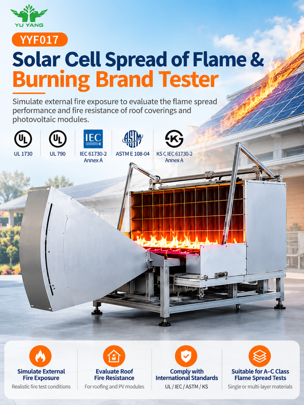 IEC 60695-11-3 Compliant Flammability Testing Equipment for PV Module Fire Resistance with 0.5 Cubic Meters Test Chamber and Adjustable Burn Off Time