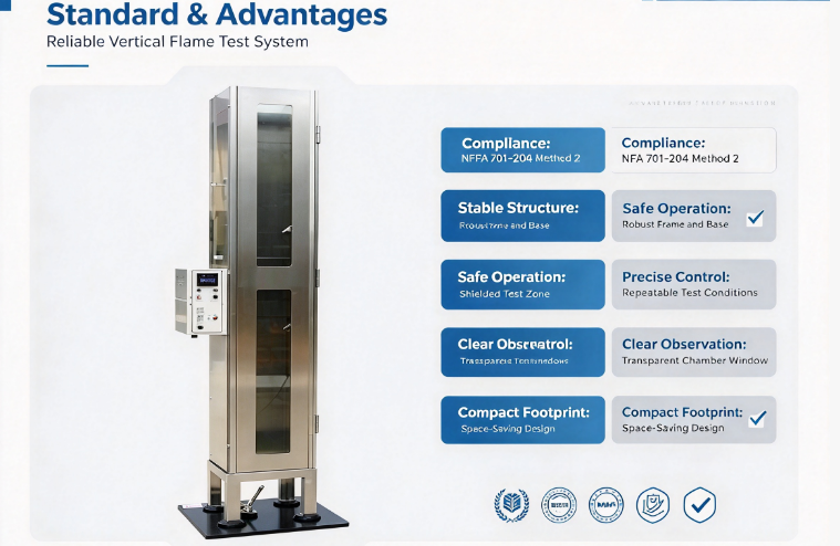 NFPA701-2004 Method 2 Textile Flame Spread Tester for Shading Curtain and Blind Materials