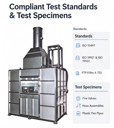 Fire Resistance Valve Hose Pipe Tester | ISO 10497 ISO19921 FTP II Res A753 Fire Test Machine for Firefighting Fittings