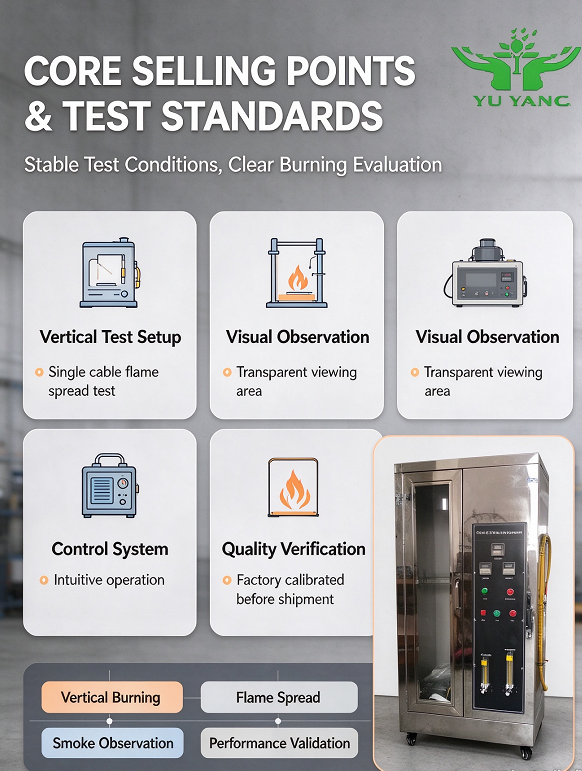 Single Wire / Cable Vertical Flame Test Machine, IEC 60332-1 Tester for Fire Resistance